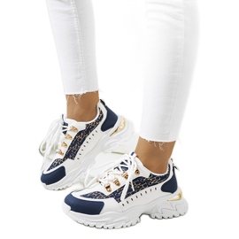 White and navy blue women's sneakers from Remmers