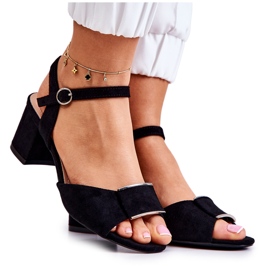 Sergio Leone Lorisa Black Suede High Heel Sandals