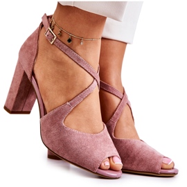 Sergio Leone Suede Pink Lorita Sandals On A Bar Sergio Leone Suede Pink Lorita Sandals On A Bar