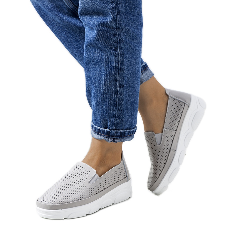 Gray leather sneakers from Velders grey