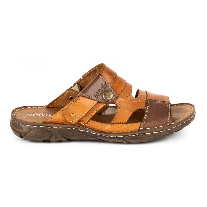 Olivier Men's leather slippers 460MP camel brown