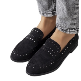 Black leather shoes with Ishana studs Black leather shoes with Ishana studs