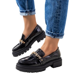 Black loafers on a high Beyza sole