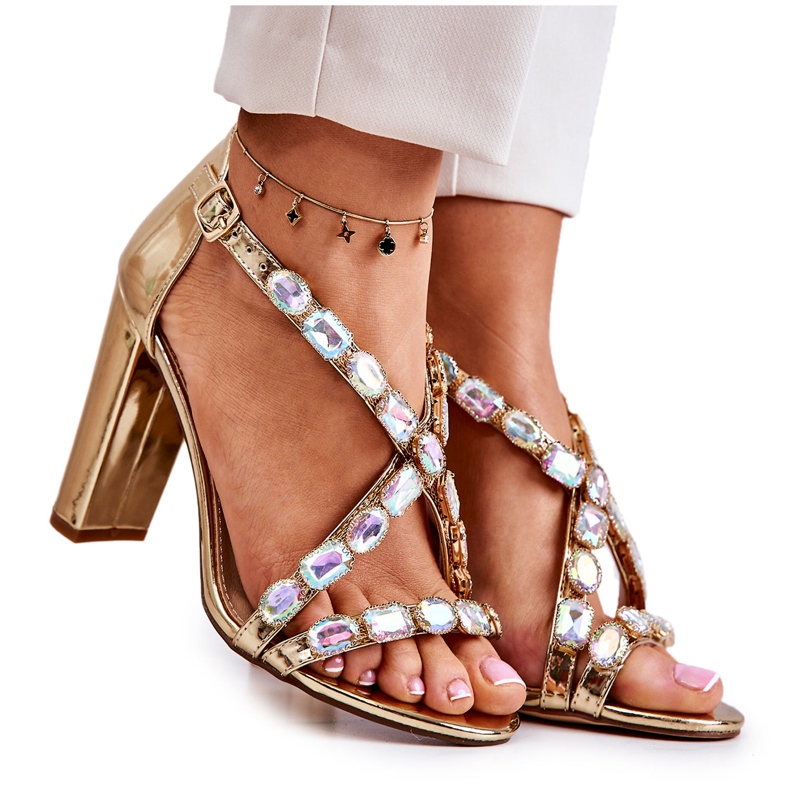S.Barski Women's Sandals On High Heel Lu Boo Golden 8258-1 Vernee