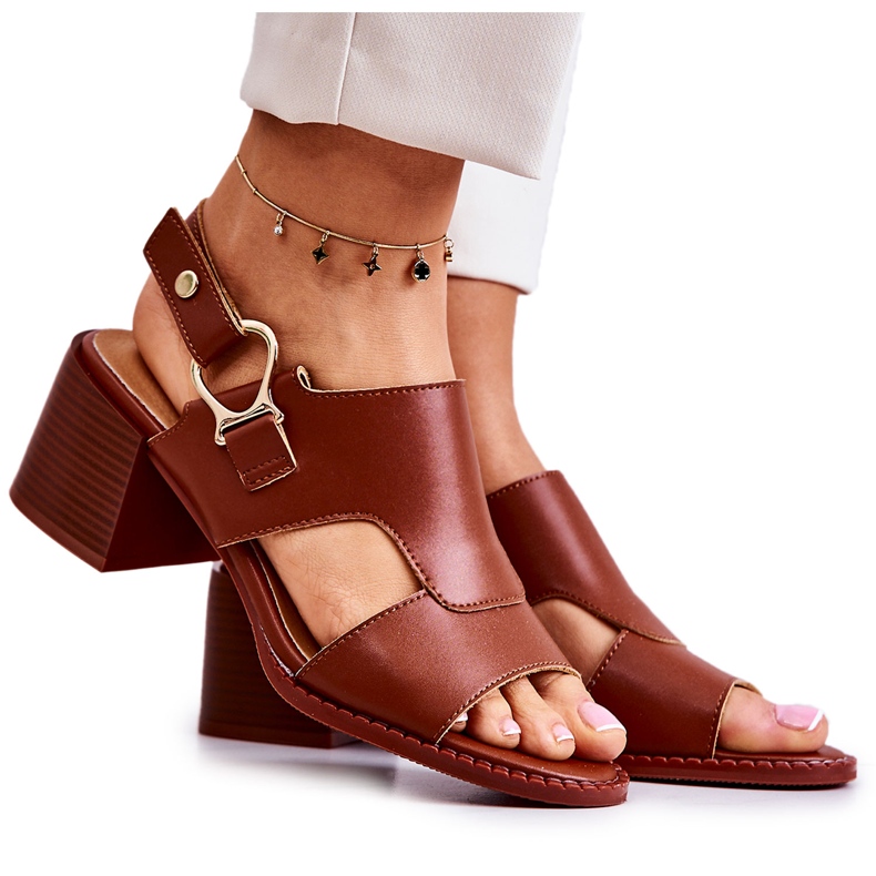 Leather High Heel Sandals La.Fi Brown Leratto