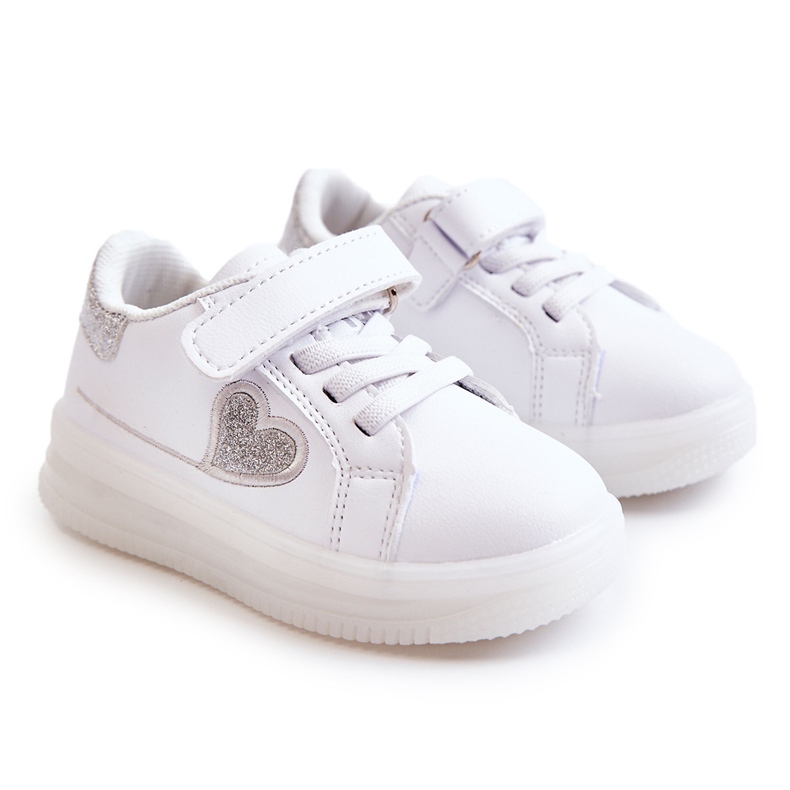 PA1 Children's Leather Sport Shoes With Velcro White Baylene PA1 Children's Leather Sport Shoes With Velcro White Baylene
