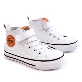 PA1 Children's Leather Sneakers With Velcro White Bruni