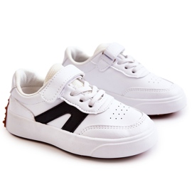 Children's Leather Low Sport Shoes Black and White Jessie