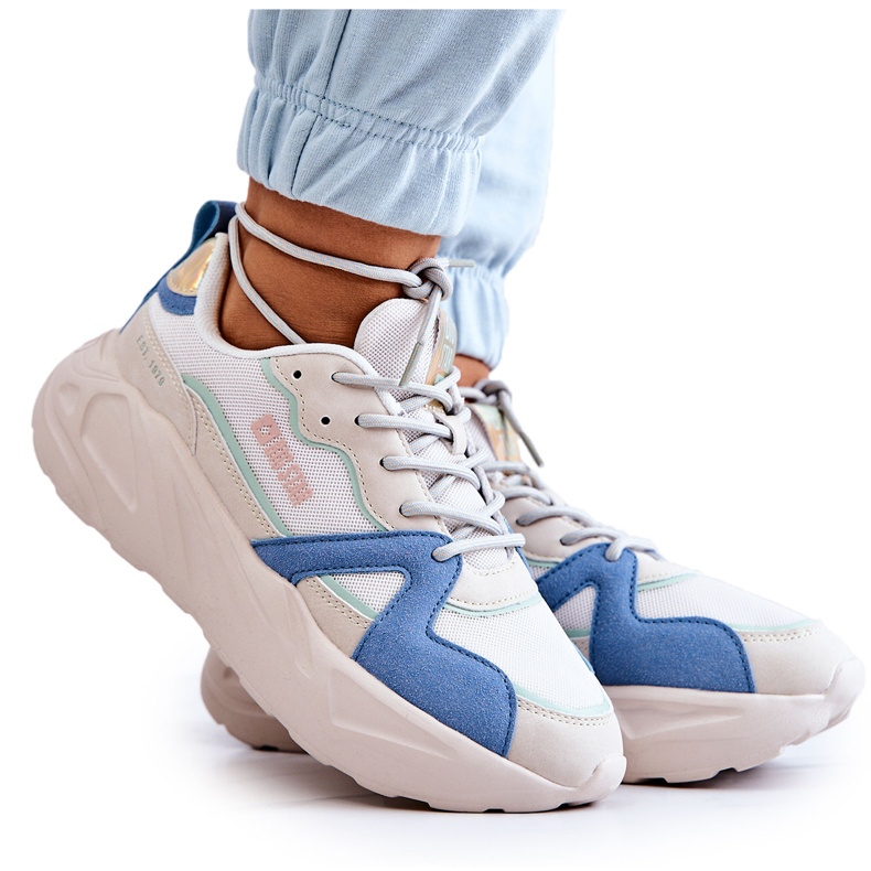 Women's sneakers Memory Foam Big Star JJ274600 Beige-Blue white Women's sneakers Memory Foam Big Star JJ274600 Beige-Blue white