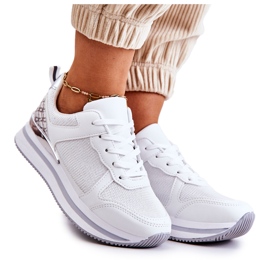 PG1 Women's Classic Sport Shoes On A Wedge, White Advanced silver