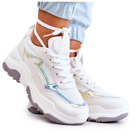 PG1 Women's White Callisto shiny sneakers