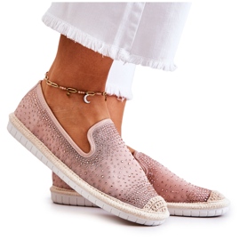 PG1 Women's Textile Espadrilles With Cubic Zirconia Pink Deimos