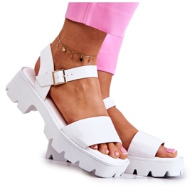 PS1 Leather High Heeled Sandals White Sovie