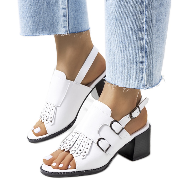 White leather sandals with a Zand shank White leather sandals with a Zand shank