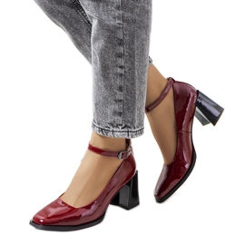 Burgundy lacquered pumps with a Mayla strap Burgundy lacquered pumps with a Mayla strap