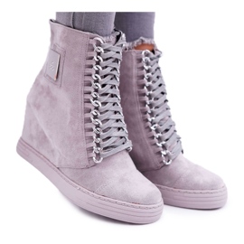 Women's Sneakers Lu Boo With Chains Suede Gray Monica grey