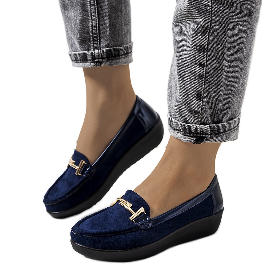Womens 2025 navy moccasins