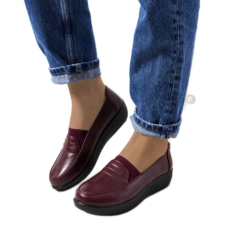 Ziggy maroon loafers on a wedge heel red multicolored