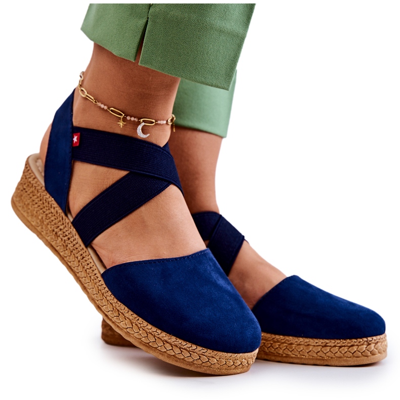 Women's Suede Espadrilles Big Star JJ276037 Navy Blue