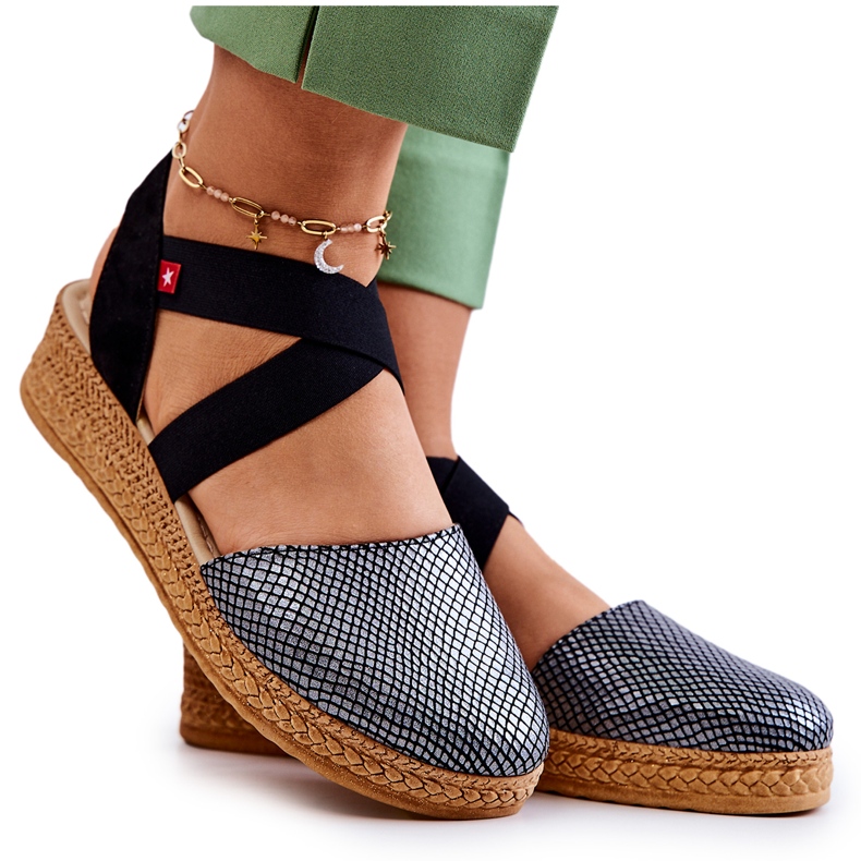 Fashionable Women's Espadrilles Big Star JJ276035 Black silver