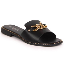 Black slippers with a chain W S. Barski Black slippers with a chain W S. Barski