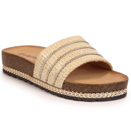 Beige platform slippers W S. Barski