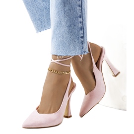 Pink lace-up pumps on the Lotti post Pink lace-up pumps on the Lotti post