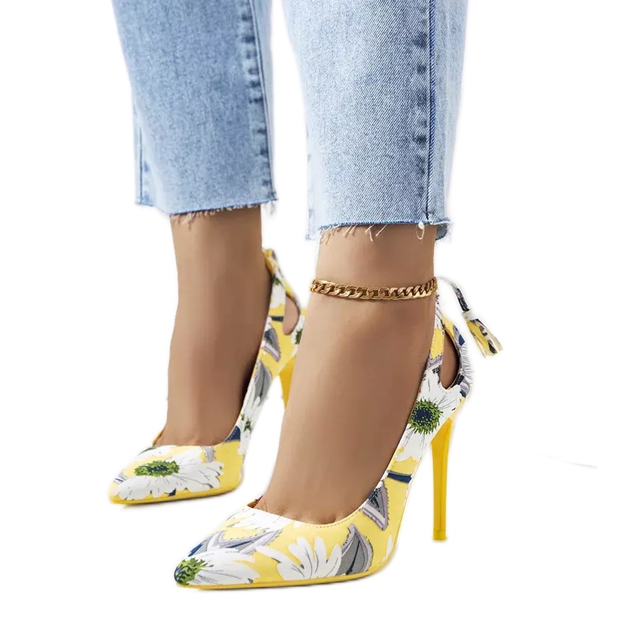 Yellow 2025 floral heels