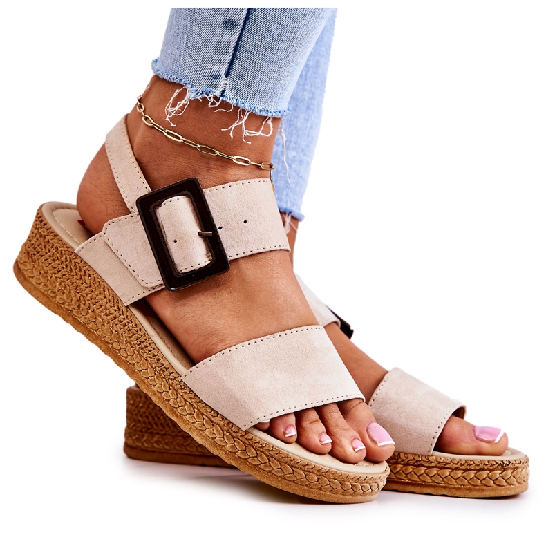 Women's Suede Sandals Big Star JJ276032 Beige