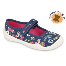 Befado children's slippers 114x482 navy blue with colorful applications Befado children's slippers 114x482 navy blue with colorful applications