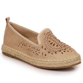 Openwork espadrilles with cubic zirconias in beige W S. Barski