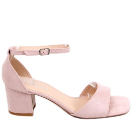Women's high-heeled sandals, suede Silence Nude pink