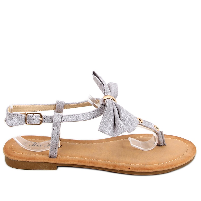 Flip-flops with a Megi Silver bow grey