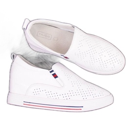 Leather sneakers with white openwork wedges W Filippo