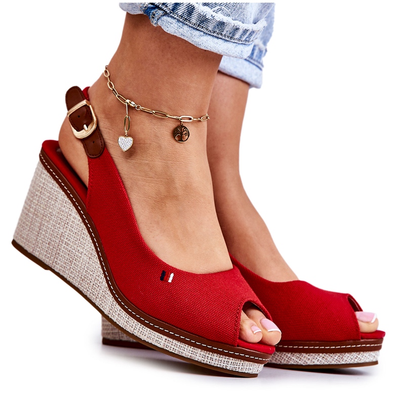 PS1 Women's Comfortable Sandals With Buckle Red Thallas
