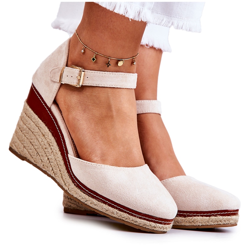 PS1 Women's Beige Espadrilles On Wedges Tamarill