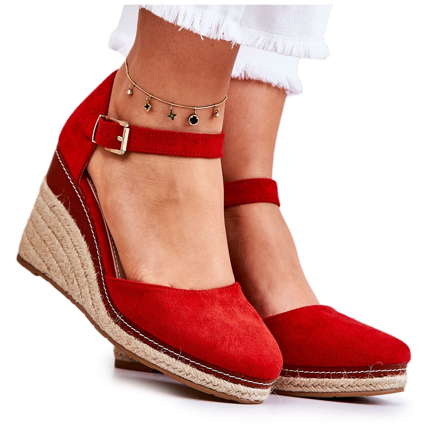 Red wedge deals espadrilles