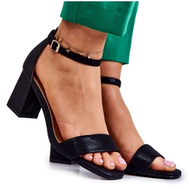 Vinceza Fashionable Women's Sandals On A Heel Black Lucida Vinceza Fashionable Women's Sandals On A Heel Black Lucida