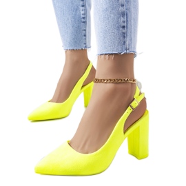Leest yellow neon pumps with an open heel Leest yellow neon pumps with an open heel
