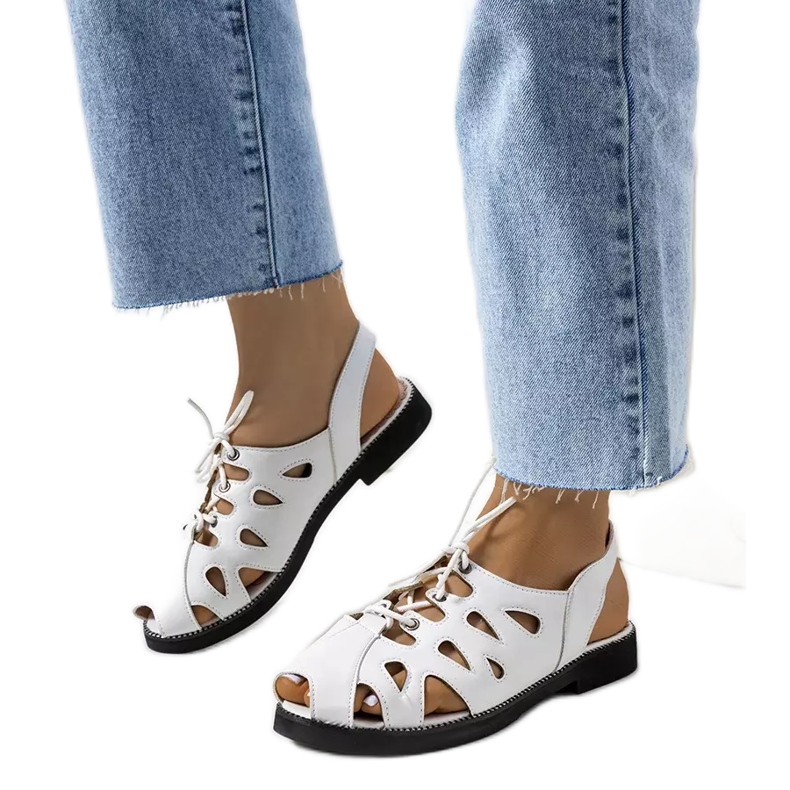 Vlis white tied sandals