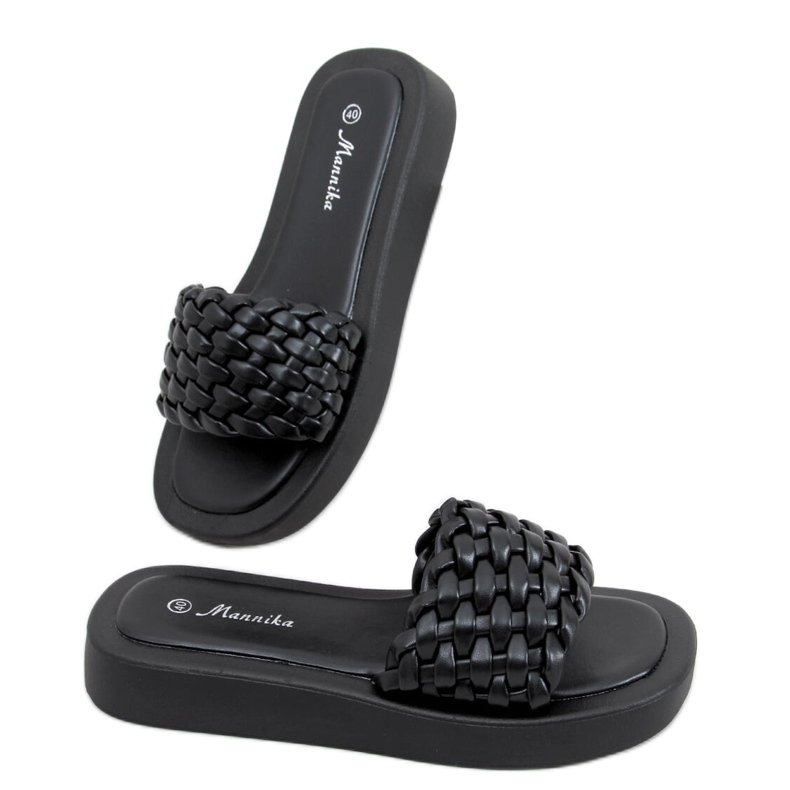 High-heeled sandals with braided Elida Black stripes High-heeled sandals with braided Elida Black stripes