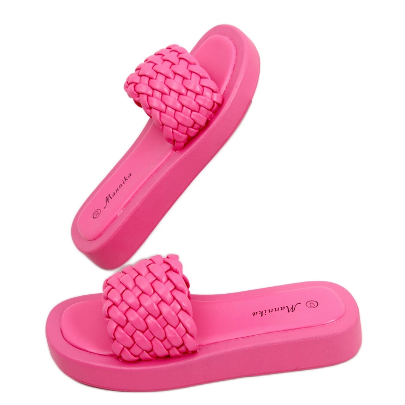 High-heeled sandals with braided Elida Fushia stripes pink