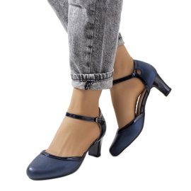 Navy blue shiny Stayner pumps