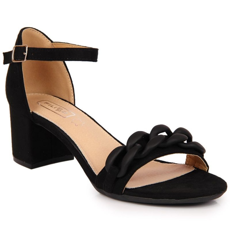 Black Sandals on a post with a chain W Filippo