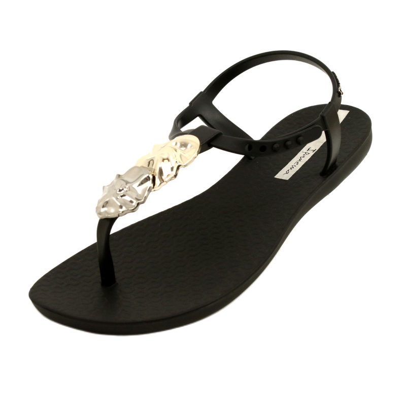 Flip-flops with Ipanema Decoration 83182 black 23526 silver golden