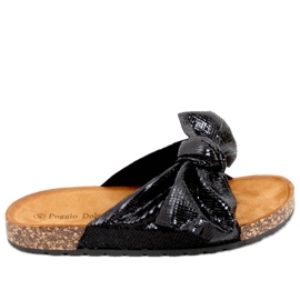 Cork slippers with a bow Amur Black Cork slippers with a bow Amur Black