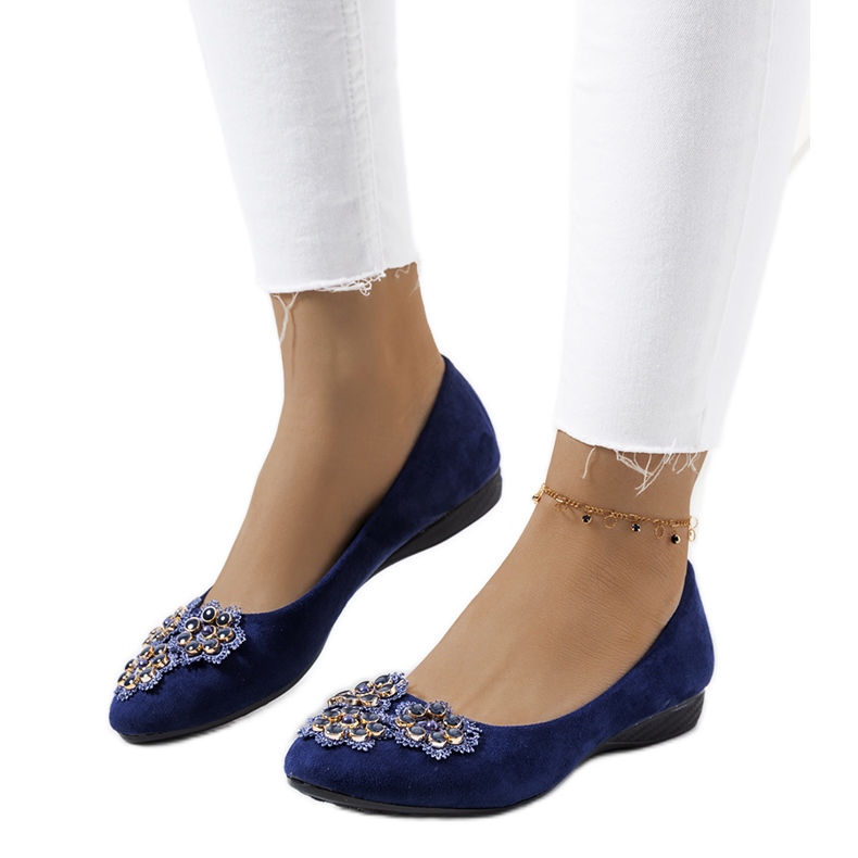 Ladies' navy blue Ditte ballerinas