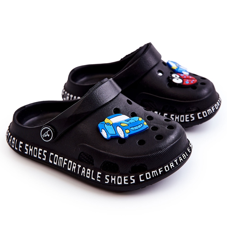 Children's Light Slippers Kroks With Black Bertis Decoration
