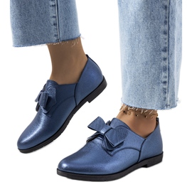 Navy blue shoes with a Korner bow