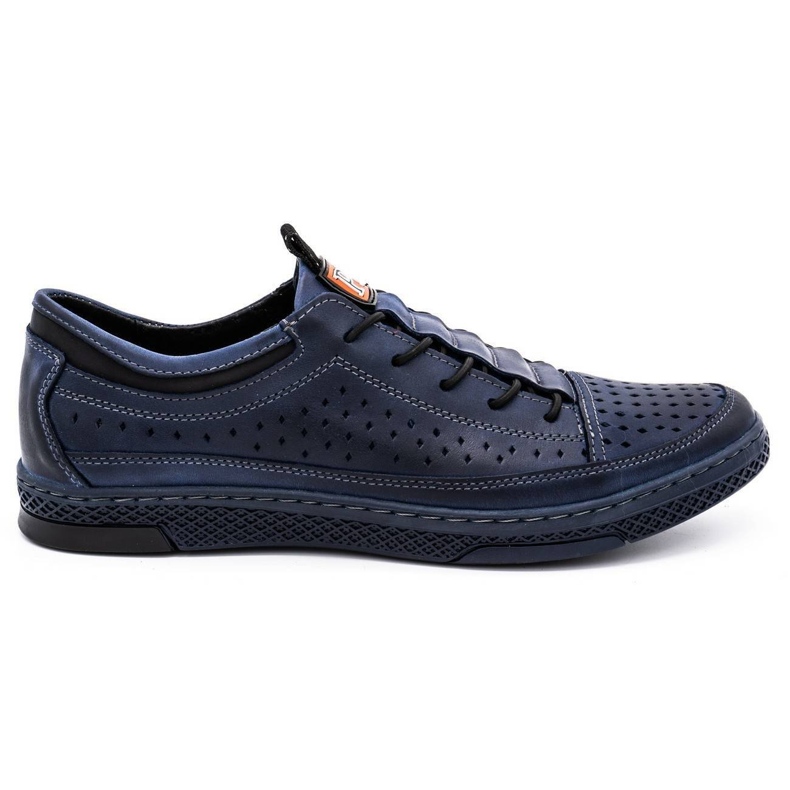 Polbut Men's leather shoes for the summer k22 navy blue